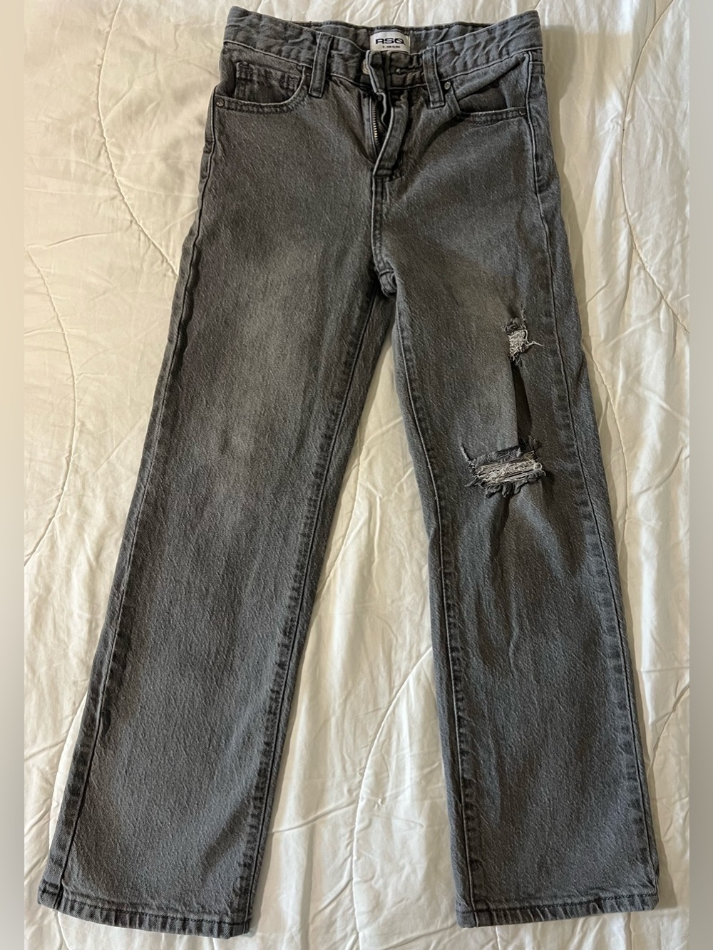 RSQ Girls Straight-Leg Distressed Jeans - Charcoal